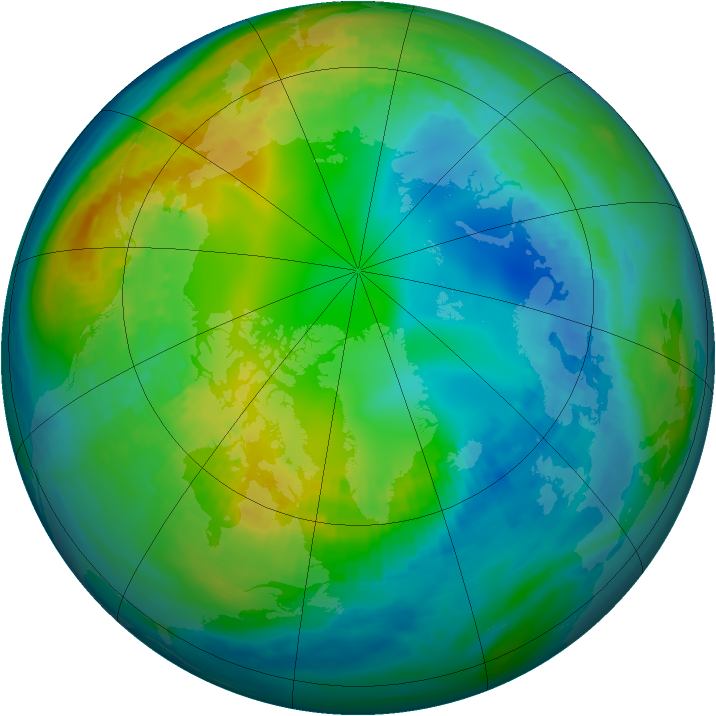 Arctic ozone map for 11 November 1981
